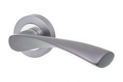 Door Handles Vision Designer Lyra Lever on Round Rose Graphite & Polished Chrome 5203 - £17.76 INC VAT